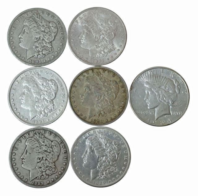 Appraisal: lot of U S Morgan and Peace Silver Dollars 'O'