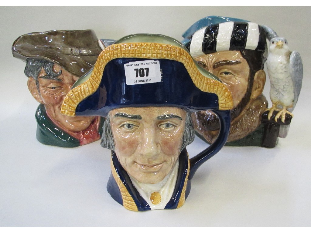 Appraisal: Three Doulton character jugs Lord Nelson The Falconer and The