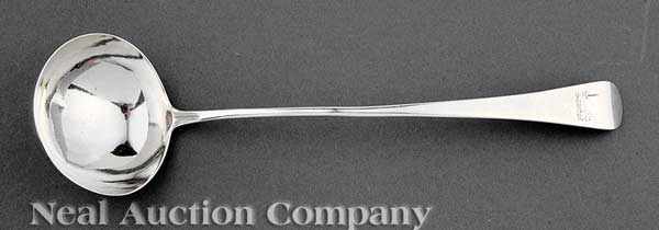 Appraisal: A Georgian Sterling Silver Soup Ladle London Randall Chatterton mark