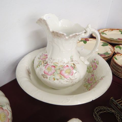 Appraisal: pc English Ironstone Bedside Set pitcher bowl chamber pot waste