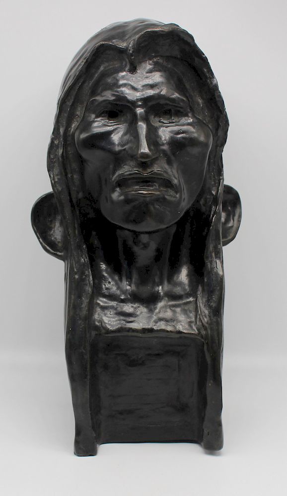 Appraisal: After Frederic Remington Bronze The Savage Bronze bust The Savage