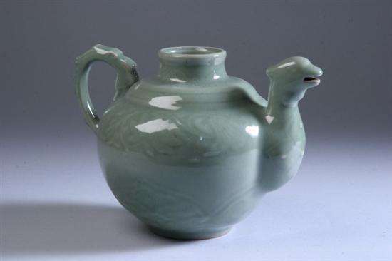 Appraisal: CHINESE CELADON PORCELAIN WINE EWER th century Ovoid form with