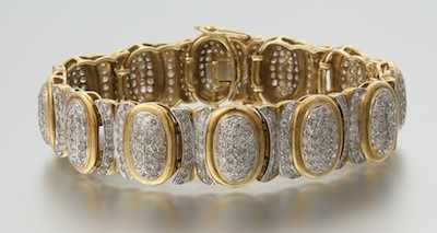 Appraisal: A Ladies' Pave Diamond Bracelet k yellow gold bracelet with