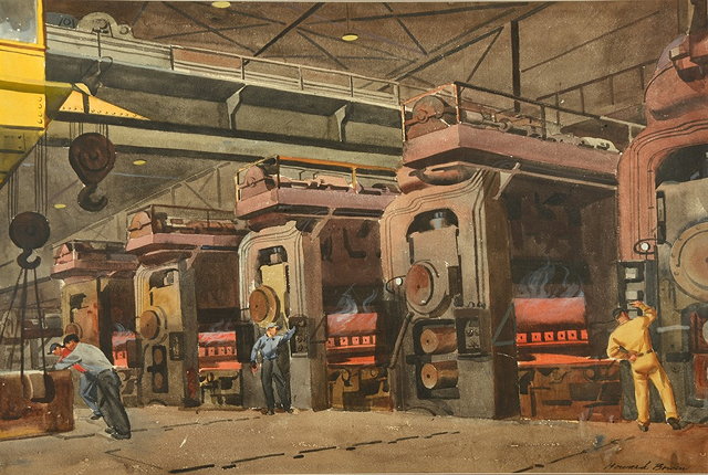 Appraisal: Howard Bowen British th Century Inside the factory signed watercolour