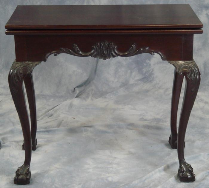 Appraisal: Wallace Nutting carved mahogany Philadelphia Chippendale style card table w