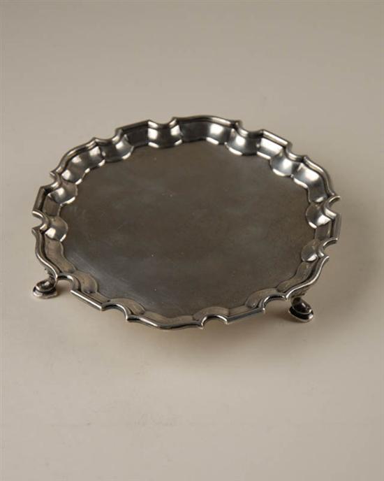 Appraisal: An English Sterling Silver Salver on pad feet having the