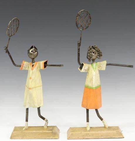 Appraisal: lot of Painted papier mache and iron sculptures Tennis Players