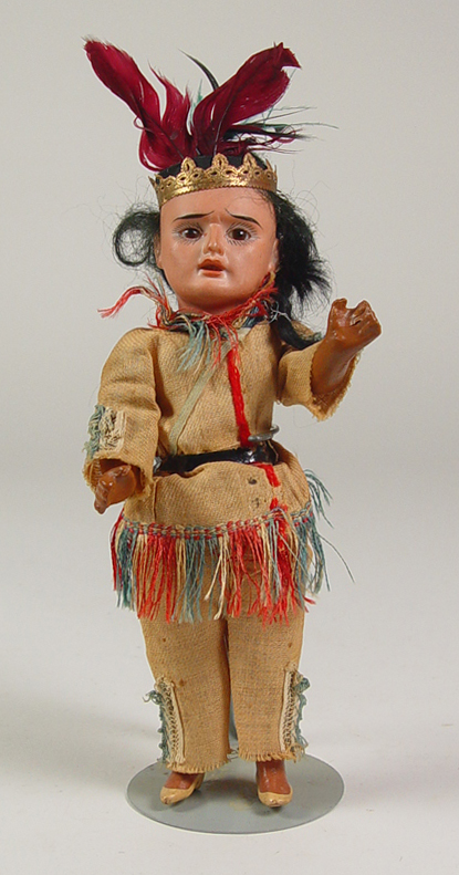 Appraisal: German Indian Doll Circa Painted bisque socket head Brown glass