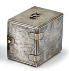 Appraisal: Japanese silver table chest th century Of tall rectangular form