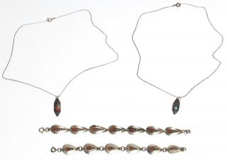 Appraisal: Pieces Israeli Silver Coral Turquoise Jewelry Comprising two matching bracelets