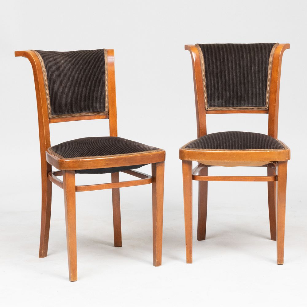 Appraisal: Pair of Oak and Velvet Sidechairs by J J Kohn