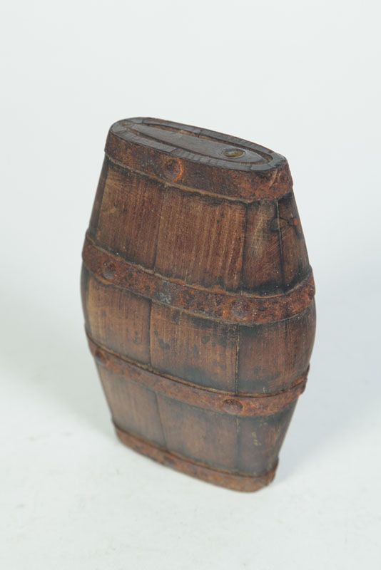 Appraisal: TREEN CANTEEN Mid th century hardwood Canteen is banded and