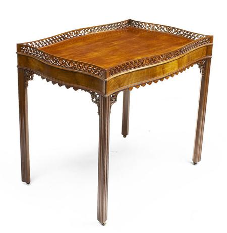 Appraisal: GEORGE III MAHOGANY SILVER TABLE CIRCA the shaped top with