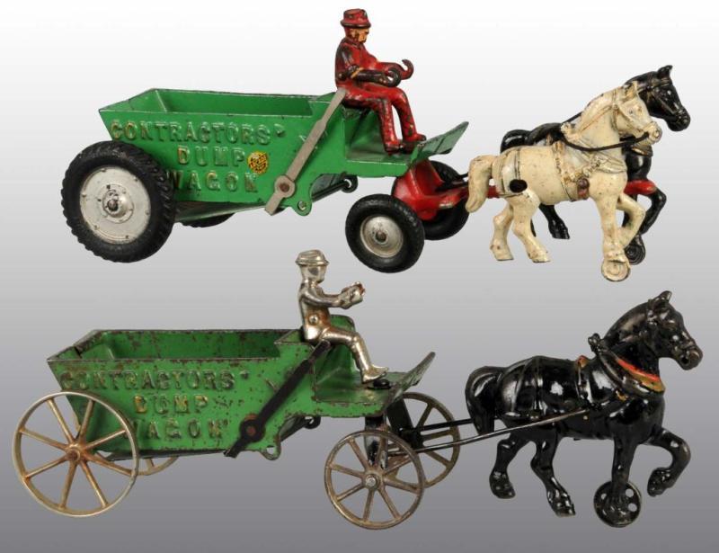 Appraisal: Lot of Cast Iron Arcade Contractor Wagon Toys Description Includes