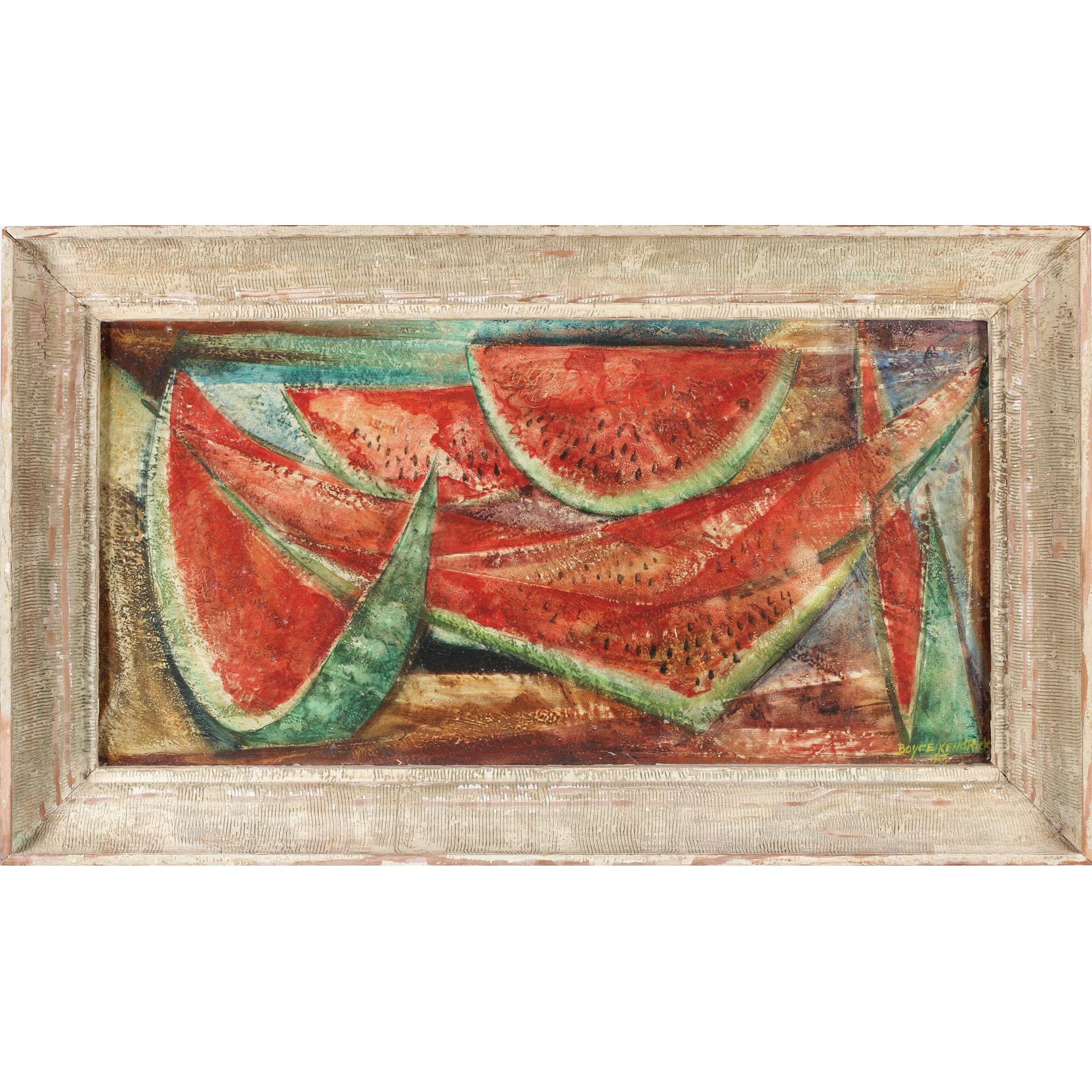 Appraisal: Boyce Kendrick NC - Watermelon varnished watercolor on Masonite signed