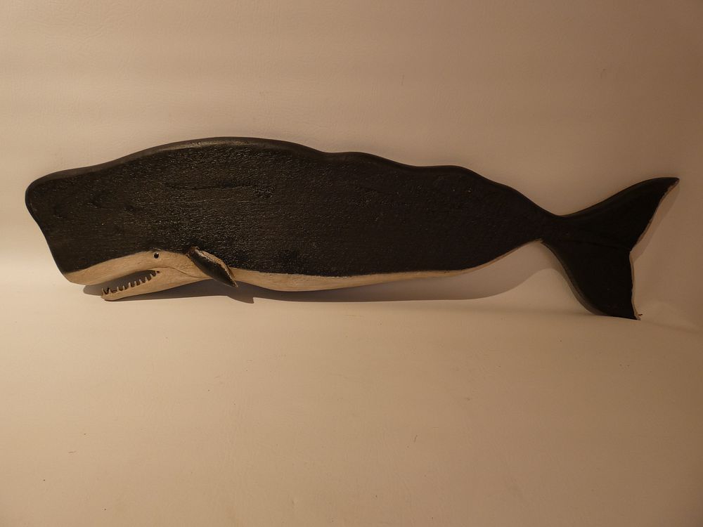 Appraisal: KEN BECKENHAUPT WHALE PLAQUE Carved and painted wood plaque of