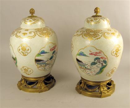 Appraisal: Pair of Samson porcelain and gilt bronze mounted jars Ovoid