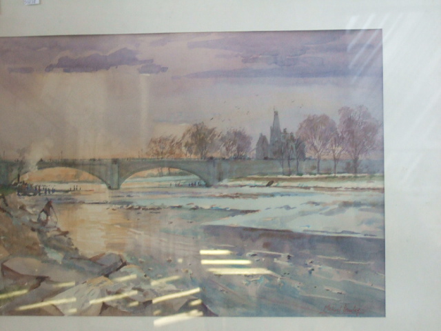 Appraisal: A group of four watercolours including a river scene by