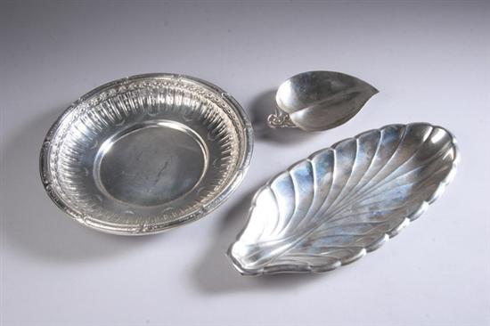 Appraisal: THREE PIECES AMERICAN STERLING SILVER Including small Tiffany Co leaf-form