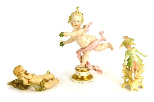 Appraisal: Three Continental figures comprising a Capodimonte figure of a putto