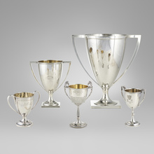 Appraisal: American and English COLLECTION OF FIVE TROPHIES c - sterling