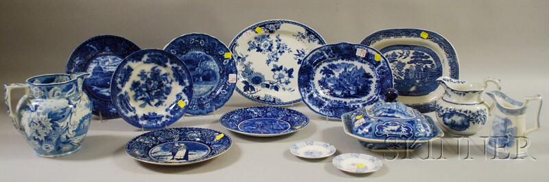 Appraisal: Fourteen Pieces of Assorted English Blue and White Transfer-decorated Staffordshire