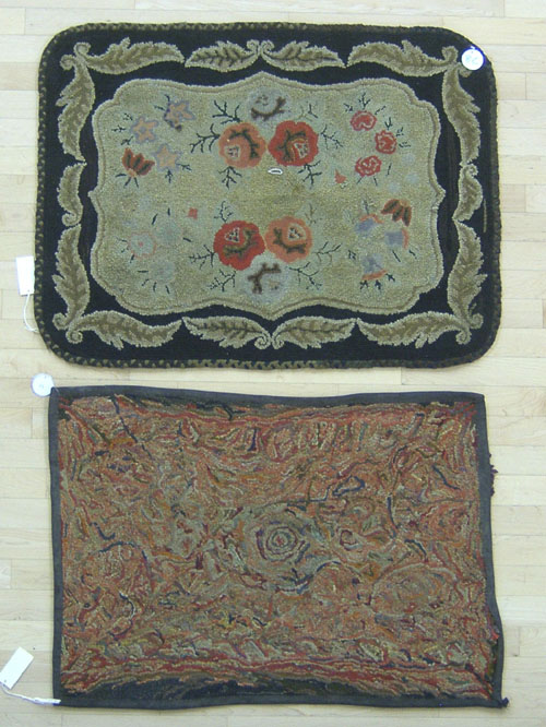 Appraisal: Two American hooked rugs early th c x and x