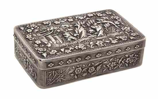 Appraisal: A Chinese Export Silver Box th century of rectangular form