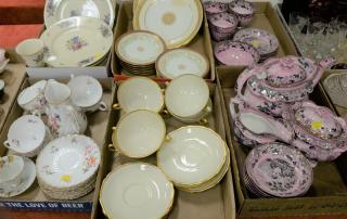 Appraisal: Seven box lots to include pink luster tea set Minton