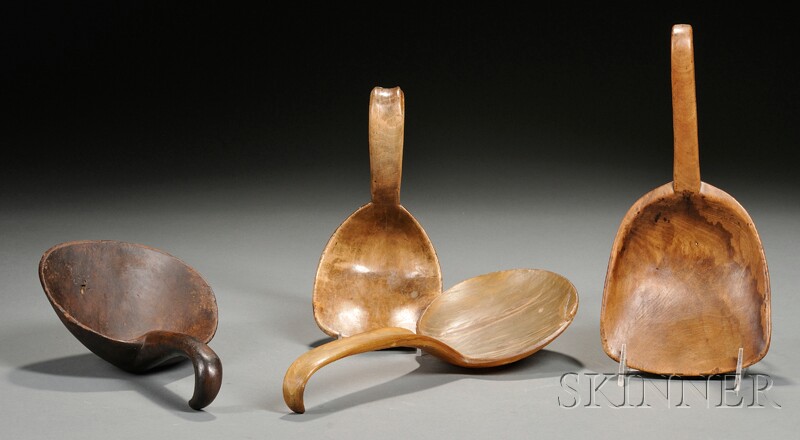 Appraisal: Five Assorted Carved Butter Paddles America th century each with