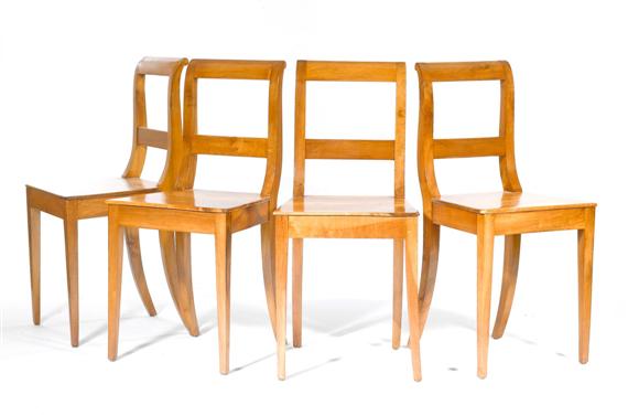 Appraisal: SUITE OF CHAIRS Biedermeier style Walnut