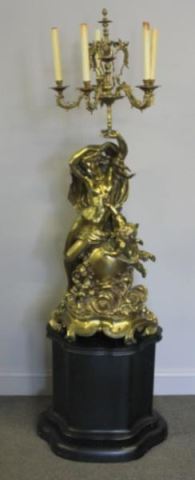 Appraisal: Large Bronze Figural Group Mounted as a Lamp Signed Carpeaux