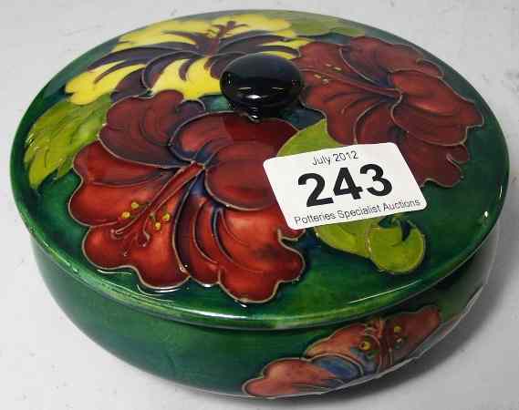 Appraisal: Moorcroft Bowl Cover decorated in the Hibiscus design on green