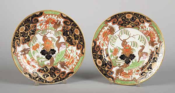 Appraisal: A Pair of Antique English Porcelain Dessert Plates c Imari