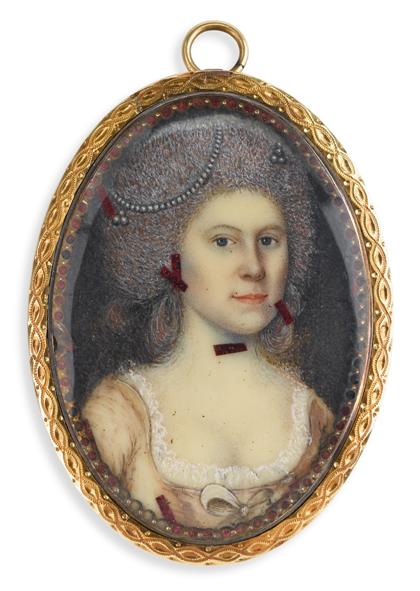 Appraisal: American School th centuryminiature portrait of a lady