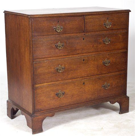 Appraisal: GEORGE III OAK CHEST OF DRAWERS the moulded rectangular top