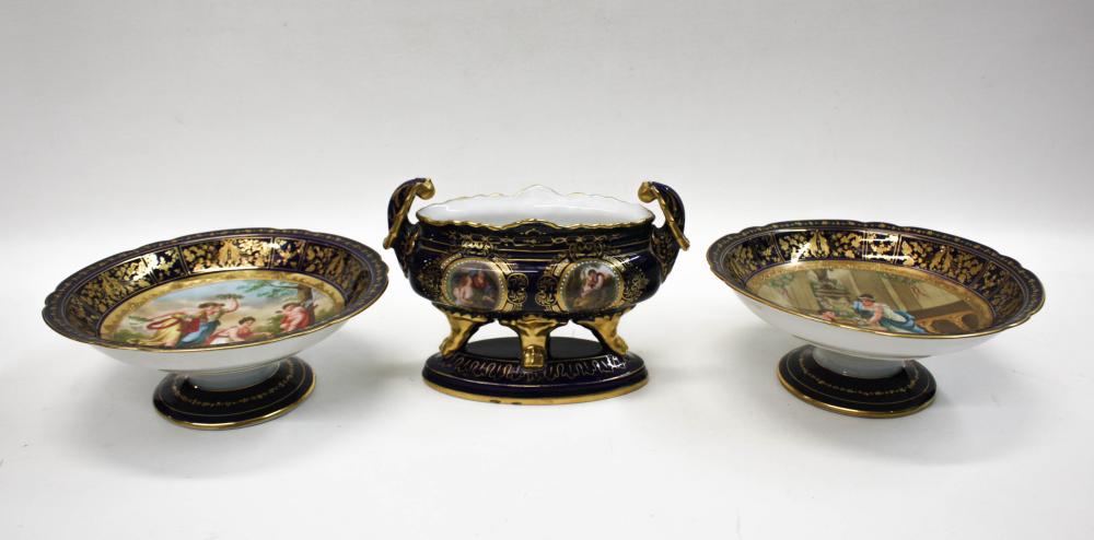 Appraisal: THREE 'ROYAL VIENNA' PORCELAINS Austria or Germany late th early