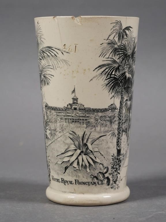 Appraisal: Mettlach Villeroy Boch ceramic tumbler circa Depicts Ocean Avenue Morning