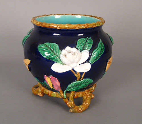 Appraisal: English majolica jardiniere late th c probably Mintons with relief