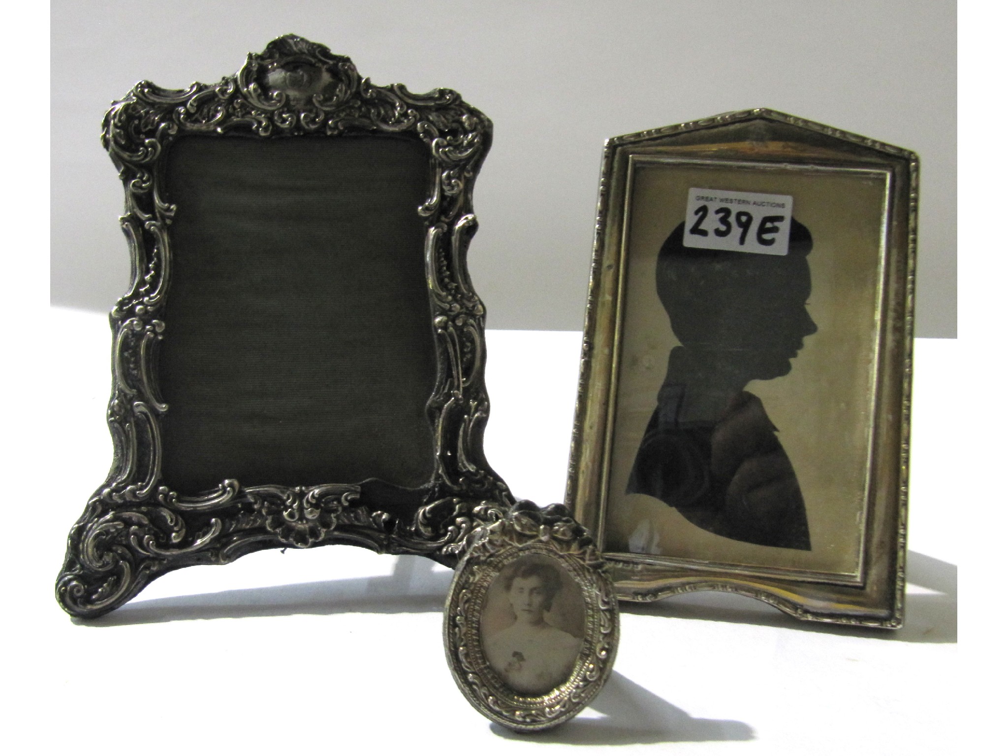 Appraisal: A lot comprising three silver mounted photo frames assorted marks