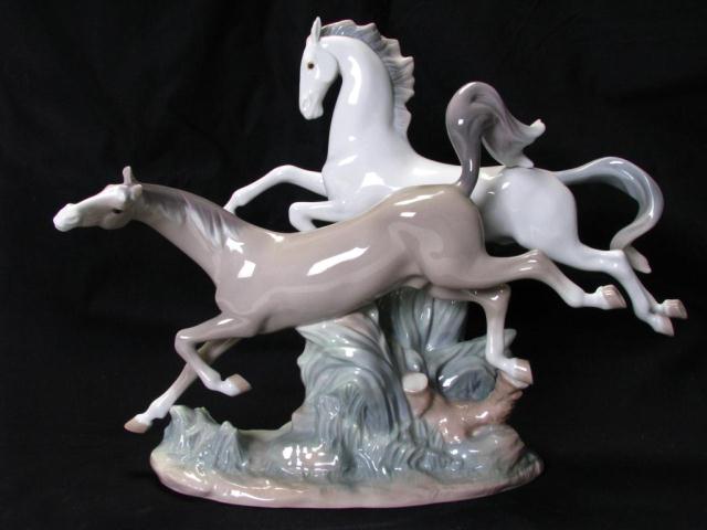 Appraisal: Lladro Horses Galloping retired issued no box Vicente Martinez issue