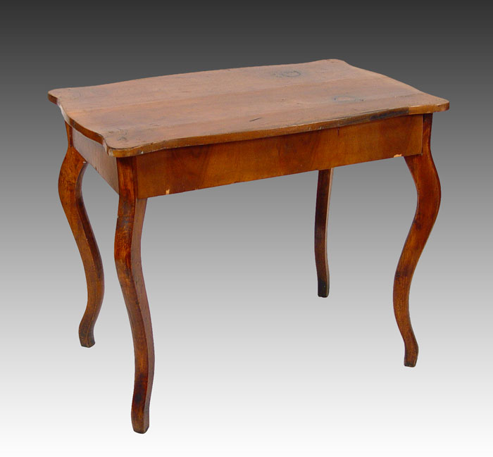 Appraisal: BIEDERMEIER LAMP TABLE One drawer scroll top table with cabriole