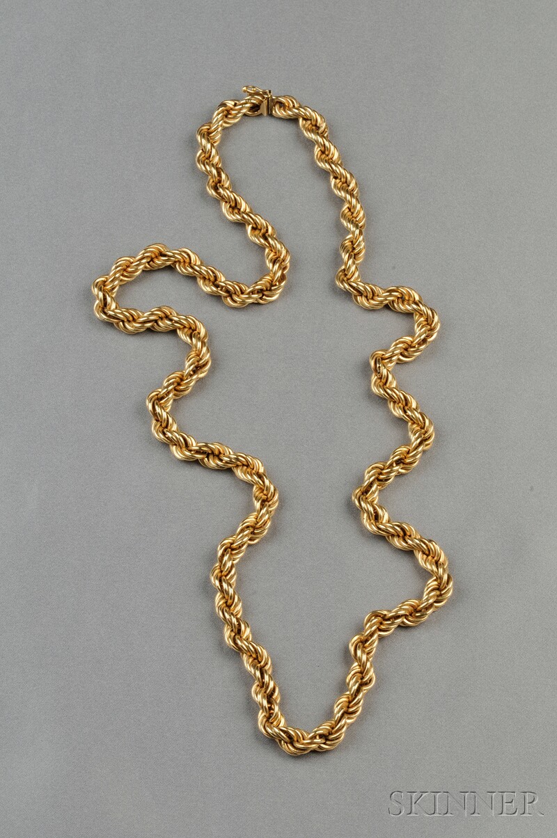 Appraisal: kt Gold Rope Necklace dwt lg in