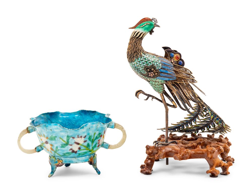 Appraisal: A Chinese Export Enamel on Silver Figure of a Phoenix