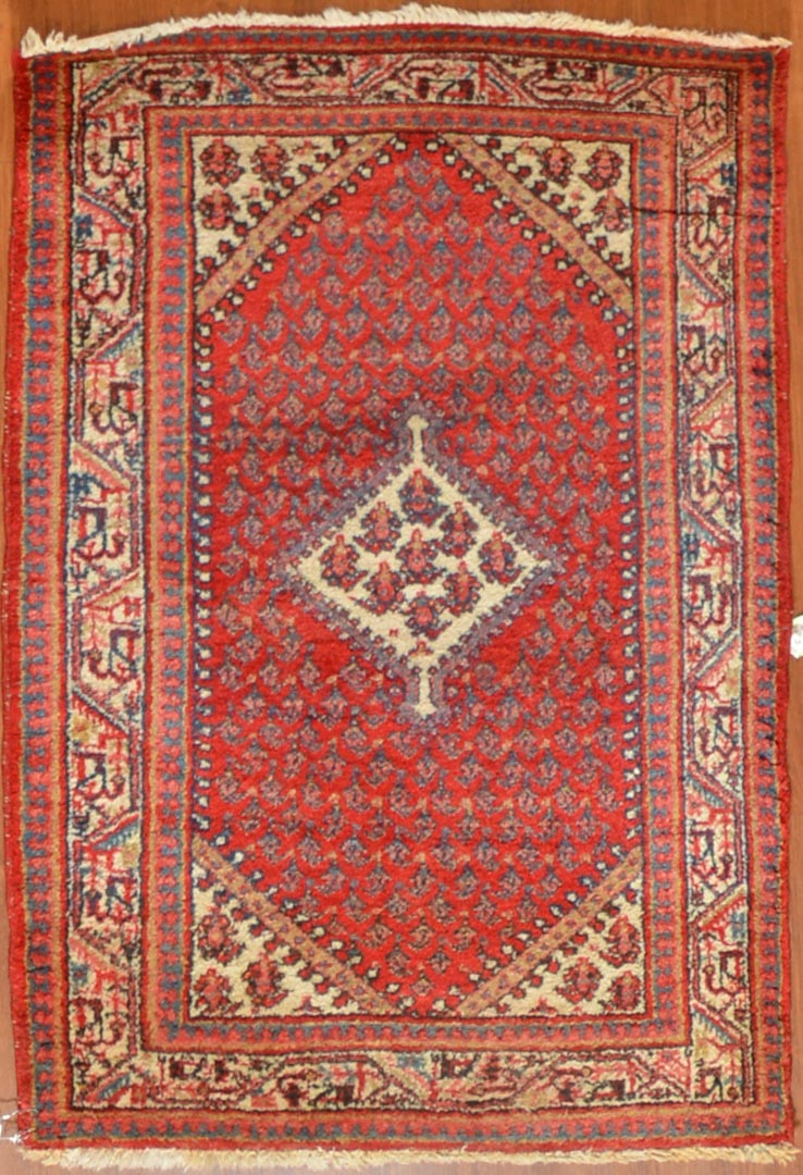 Appraisal: Persian Mir rug approx x Iran circa Condition Dirty with