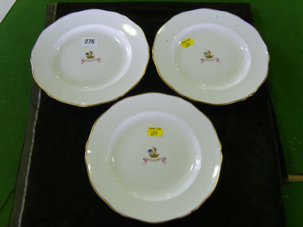 Appraisal: Three th century armorial plates set within simple gilt line