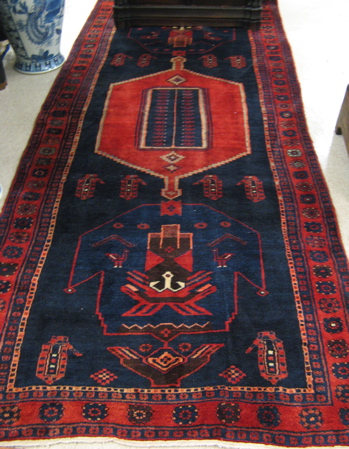 Appraisal: PERSIAN BIDJAR HALL CARPET geometric and boteh design on plain