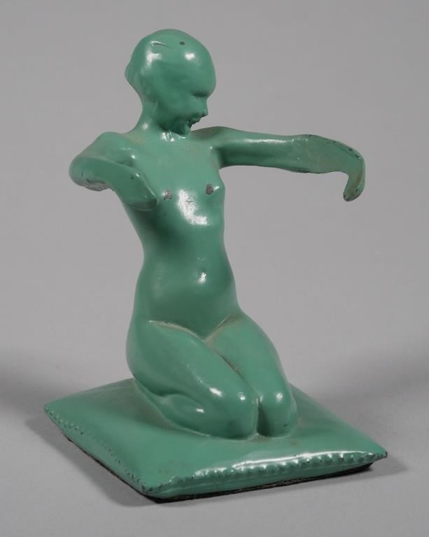 Appraisal: Frankart enameled metal figure of a kneeling woman or girl