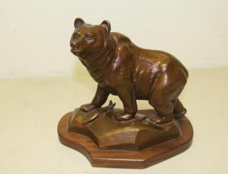 Appraisal: MADSEN Roy Bronze Sculpture Bear with Fish Bronze with brown