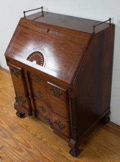 Appraisal: Chippendale Style Slant Front Secretary Chippendale style mahogany with brass